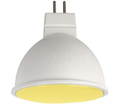 Ecola MR16   LED color  7,0W  220V GU5.3 Yellow Желтый матовое стекло (композит) 47х50 Solnechnogorsk
