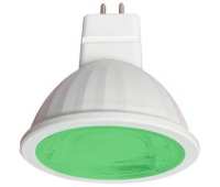 Ecola MR16   LED color  9,0W  220V GU5.3 Green Зеленый (насыщенный цвет) прозрачное стекло (композит) 47х50 Solnechnogorsk