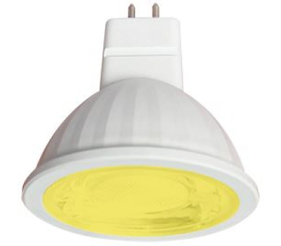 Ecola MR16   LED color  9,0W  220V GU5.3 Yellow Желтый (насыщенный цвет) прозрачное стекло (композит) 47х50 Solnechnogorsk