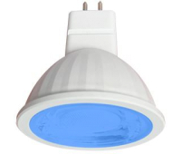Ecola MR16   LED color  9,0W  220V GU5.3 Blue Синий (насыщенный цвет) прозрачное стекло (композит) 47х50 Solnechnogorsk