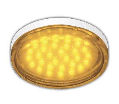 Ecola GX53   LED color  4,4W Tablet 220V Yellow Желтый прозрачное стекло 27x74 Solnechnogorsk