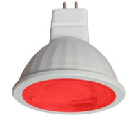 Ecola MR16   LED color  9,0W  220V GU5.3 Red Красный (насыщенный цвет) прозрачное стекло (композит) 47x50 Solnechnogorsk